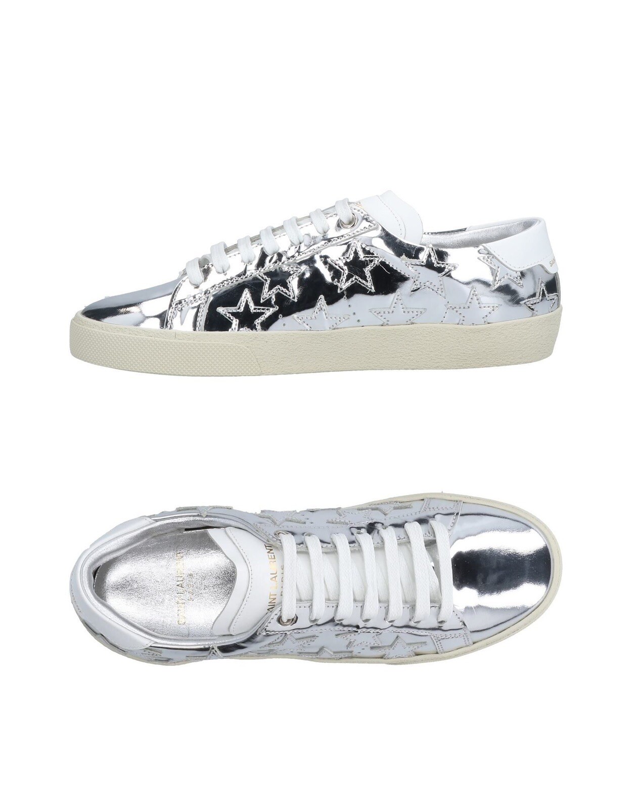 Autentiche sneakers basse Saint Laurent Court classiche Star argento taglia 38 5
