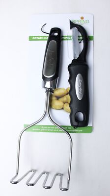 Spring Chef Adult's Stainless Steel Potato Masher & Peeler CG2 Black One Size 