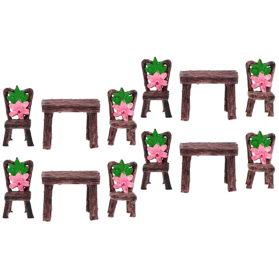 2 PCS Imitation Wood Table and Chairs Outdoor Furniture Mini Outdoors