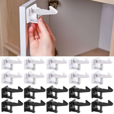 10pcs Cabinet Locks Child Safety Latches Baby Proof Lock Drawer Door White Gift