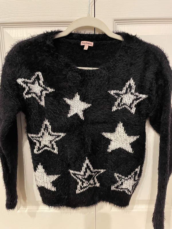 Juicy Couture Sweatshirt Youth Size L Black Fuzzy  Sweater