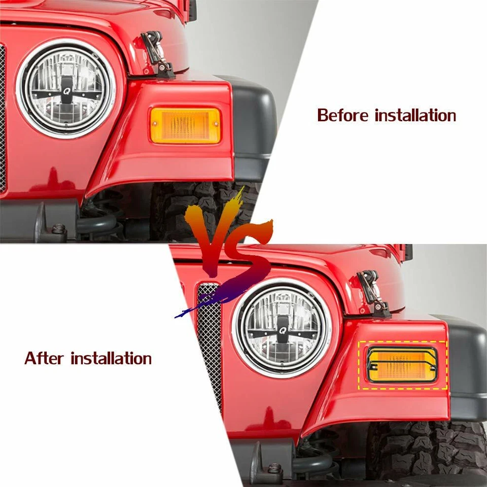 Turn Side Signal Light Protect Guards Cover Fit Jeep Wrangler TJ 1997-2006 Pair - Изображение 4 из 4