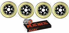 4 Scooter Wheels  Bones Reds Bearings Black/Clear 5 Spoke Hub 100mm