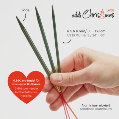 addi Christmas Fein-Rundstricknadel 4mm - 6mm, 60-150 cm LACE EXTRA SPITZ, 705-2