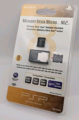 Official Sony Memory Stick Micro M2 PSP PlayStation Duo Adaptor 8GB NEW #98579