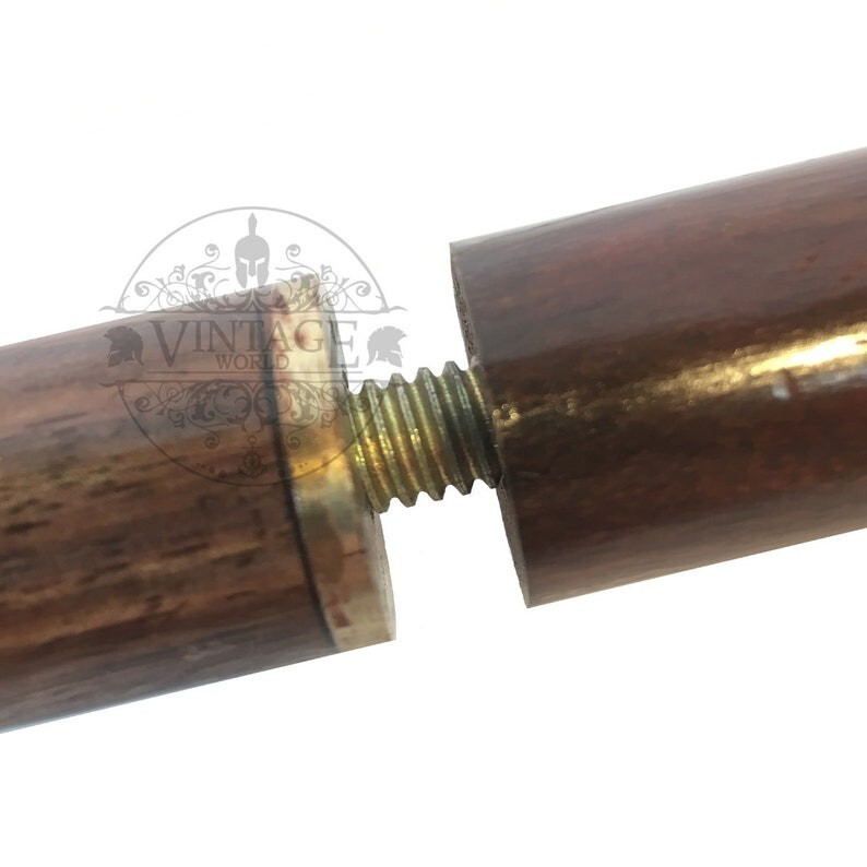 Cat Design Solid Brass Head Handle Beautiful Wood… - image 2