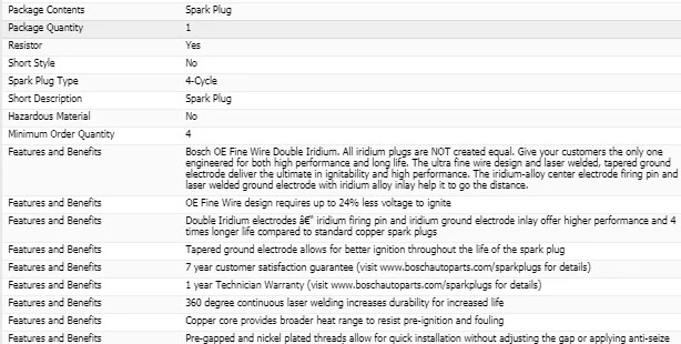6 Spark Plugs Bosch Double Iridium For 2005-2008 HONDA PILOT V6-3.5L - Image 4 of 4