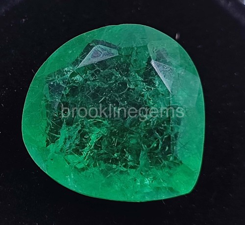 Lab- Created Emerald 14.75 Ct Colombian Pear Cut EGL Loose Gemstone 5ARA - Picture 2 of 4