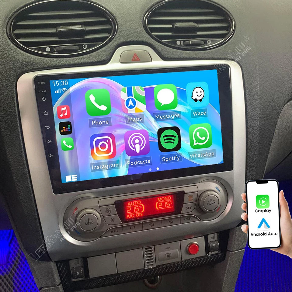 LEEKOOLUU Per Ford Focus MK2 MK II 2004-2011 Android 15 Autoradio Apple Carplay GPS Navi
