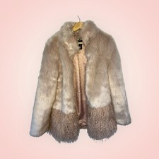Lipsy Pink Faux Fur Overcoat Size 4 Warm Deluxe London Ladies Coat