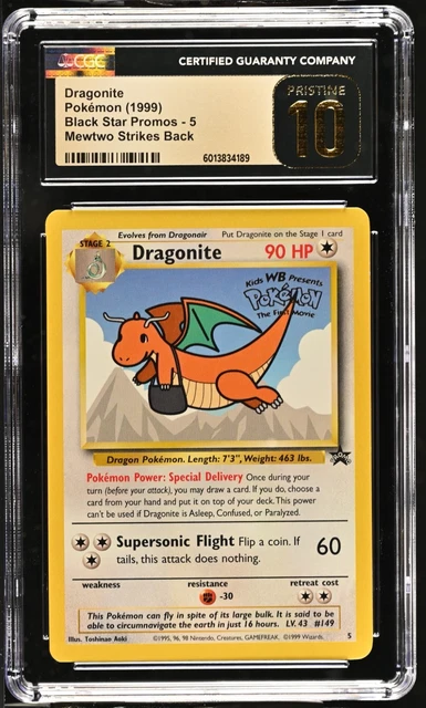 CGC PRISTINE 10 1999 Pokemon (WOTC) Game Movie Dragonite #005 Movie Promo