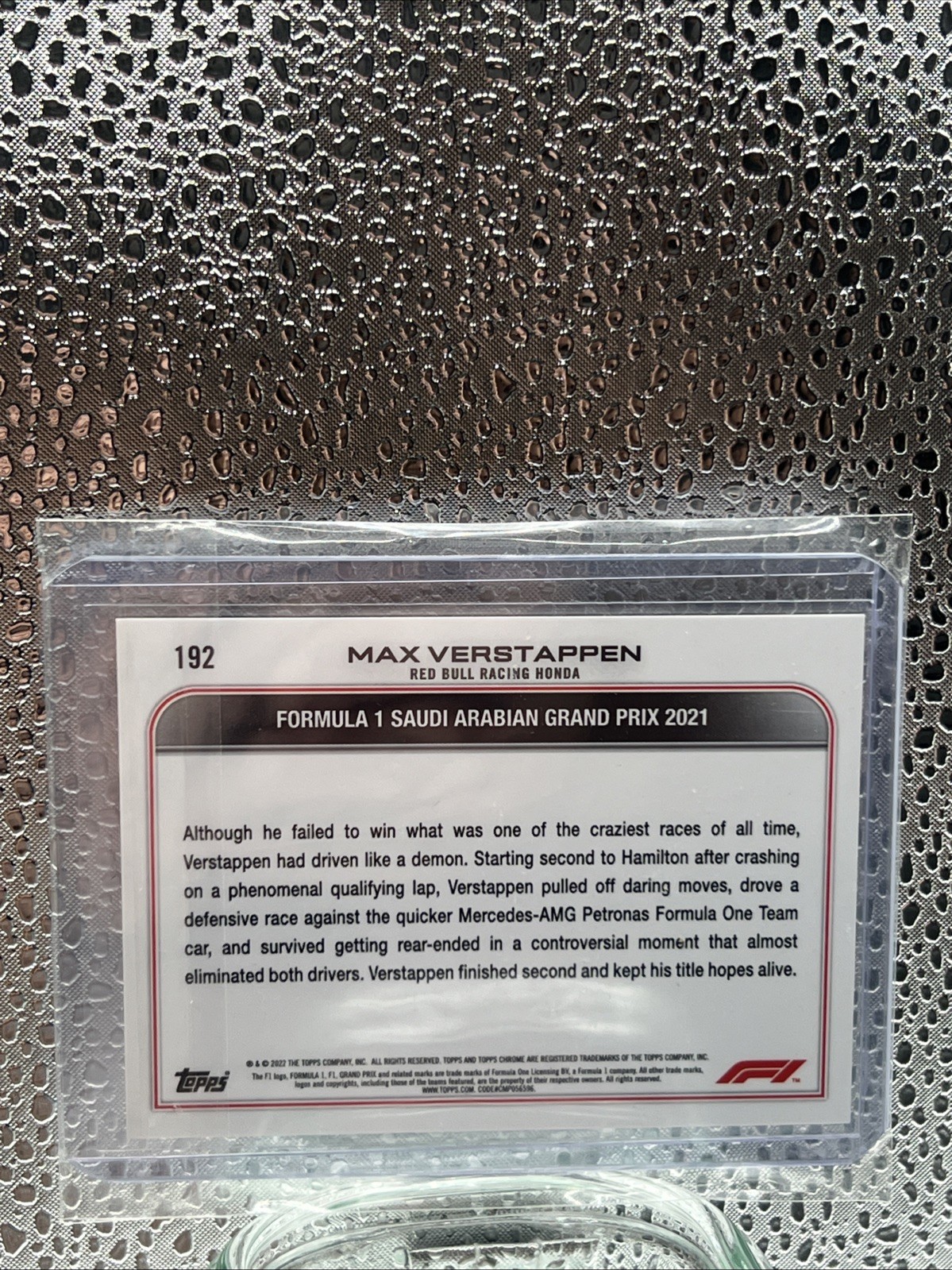 2022 Topps Chrome F1 Max Verstappen Gold Purple Refractor #192 view 2