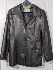 Vintage Genuine Leather Jacket Black Coat Lady Hathaway Soft Size Large