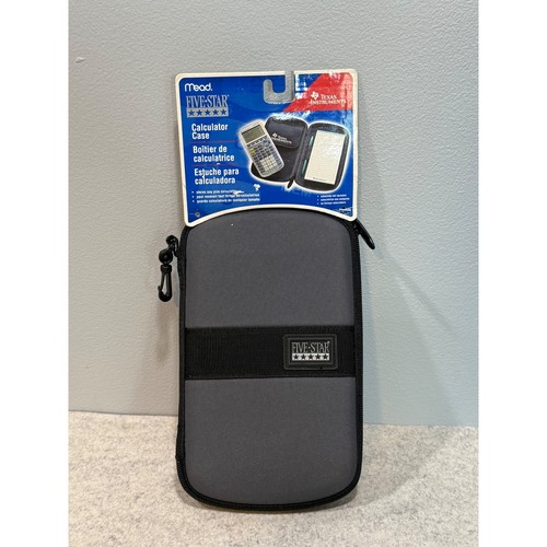 Mead Five Star Texas Instruments Calculator Case Gray Zippered Pouch