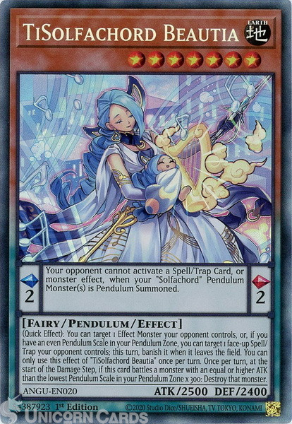 ANGU-EN020 TiSolfachord Beautia Collector's Rare 1st Edition Mint YuGiOh Card