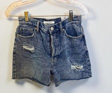 PacSun NWT Women's 90s Girlfriend Denim Shorts Button Fly Raw Hem Y2K Size 25