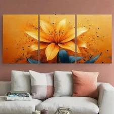 3pcs Abstract Yellow Orange Water Perfect Wall Art Canvas Framed 50x70cm