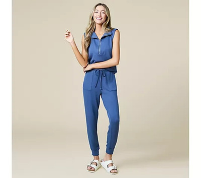 Softies PureDream Quarter Zip and Jogger Lounge Set-Indigo-XL A687653 NEW