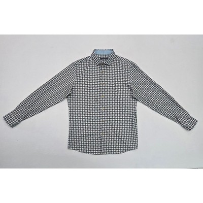 Stone Rose Mens Geometric Print Button Down Shirt Blue Tan L RNRLSW52-450
