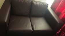 Brown Leather 2 Seater Sofa Track Arms Solid 100cm W x 90cm L x 60cm H