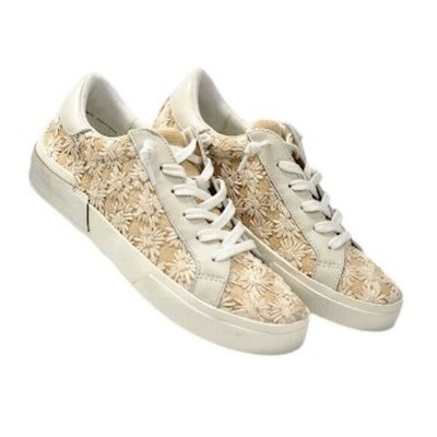 DOLCE VITA Zina Floral Raffia Sneakers Cream Beige Women s Size 7.5 NWOB