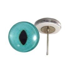 Pair Bright Turquoise Cat Glass Eyes On Wire Pin Posts Doll Making Needle Felt
