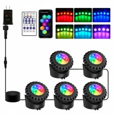 5 PCS Colored Pond Lights APP Remote LED Underwater Submersible IP68 Waterproof