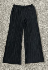 Women's Comfortable Pleated Palazzo Wide-Leg Pull-On Stretchy Long Pants Navy M