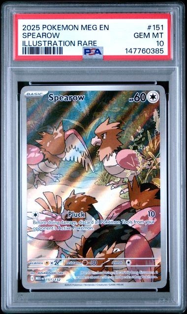 POKEMON SPEAROW 2025 MEGA EVOLUTION #151 ILLUSTRATION RARE PSA 10