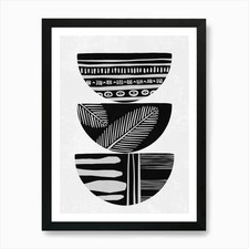 Black And White Bowls Art Print Framed Wall Art Poster Canvas Print Picture