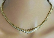 15.00 TCW Round Cut Lab Created Diamond Tennis Necklace 14k Yellow Gold Plated