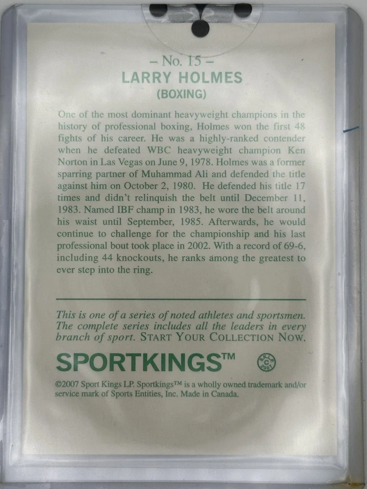 2007 SPORT KINGS GUM LARRY HOLMES #15 - Image 2 of 2