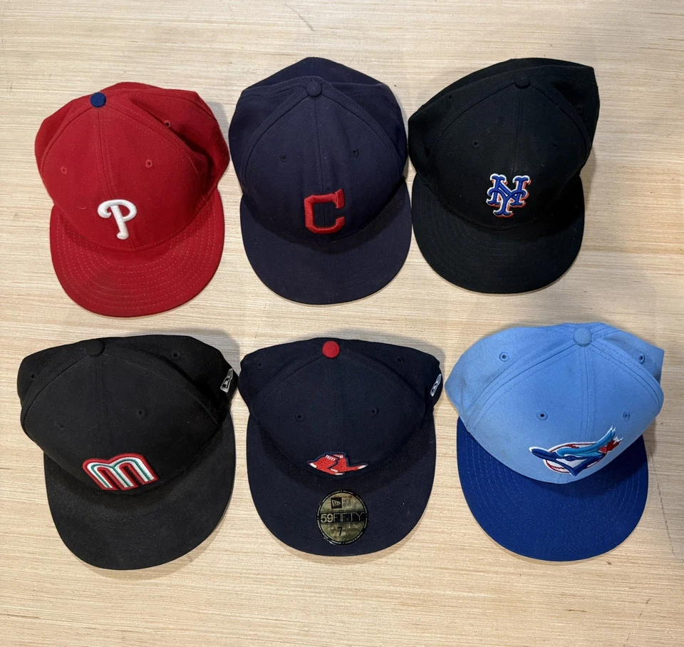 6 MLB Genuine New Era Baseball Hats Red Sox Phillies Blue Jays Guardians Mets - Image 2 of 2