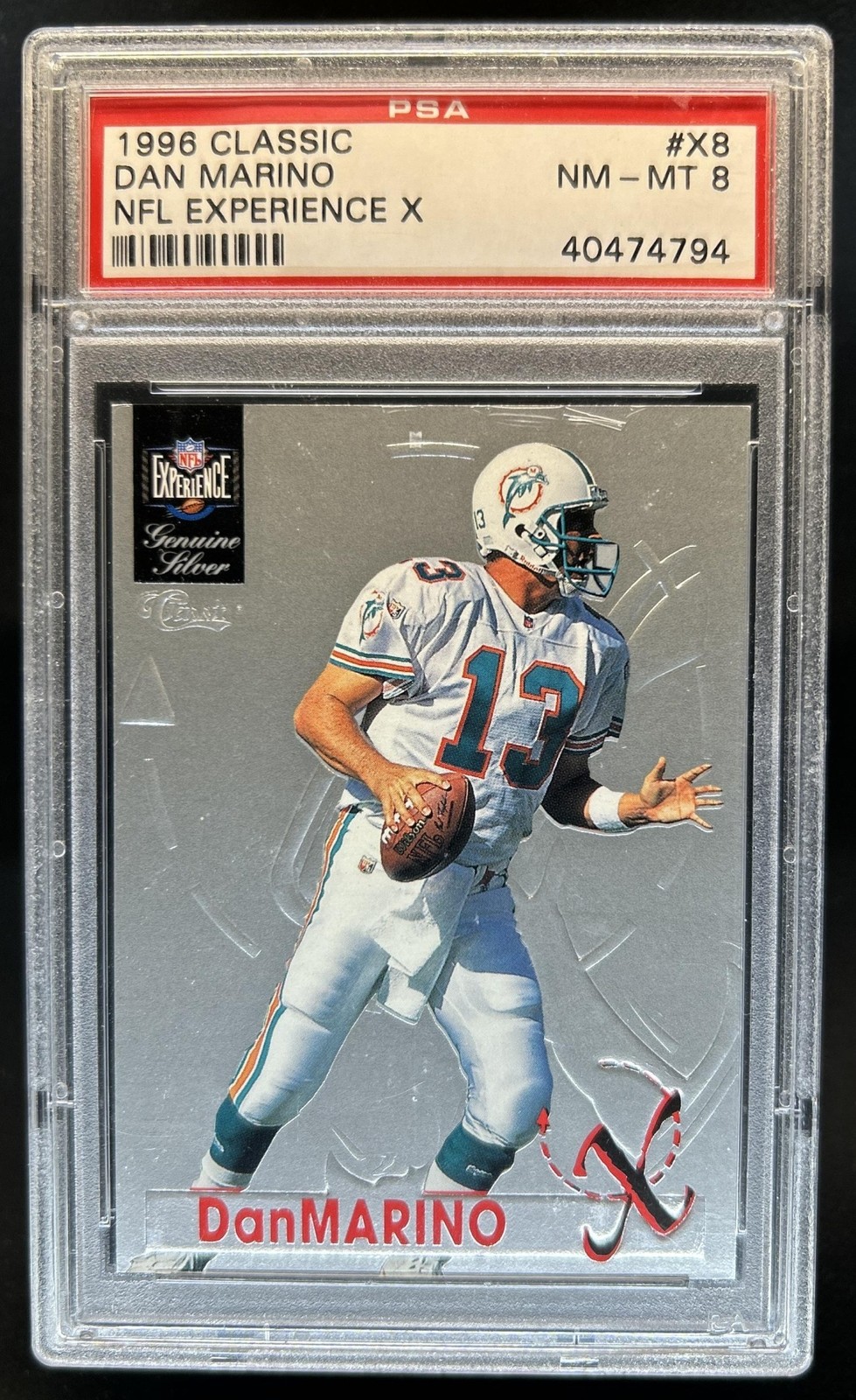 1996 Classic NFL Experience Dan Marino X #X-8 Dolphins PSA 8