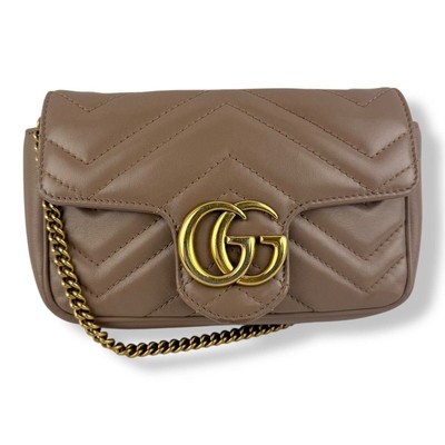 Gucci GG Marmont Flap Dusty Pink Leder Super Mini Handtasche