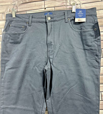 George mens 36x33 pant premium twill straight leg stretch Grey Stone NWT