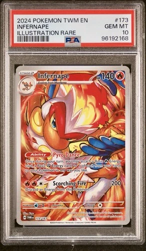 2024 POKEMON TWM EN-TWILIGHT MASQUERADE ILLUSTRATION RARE #173 INFERNAPE PSA 10