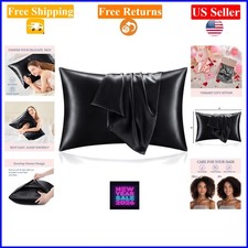 2-Pack King Size Satin Pillowcases 20x40 Black for Hair  Skin
