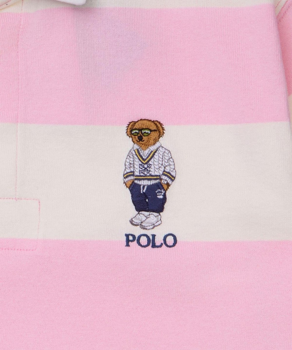 極美品 廃盤 Ralph Lauren RUGBY スカル総柄 ピンク Genuine Polo Ralph Lauren Classic Fit Polo Bear Jersey Rugby Shirt