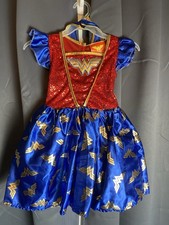 Wonder Woman Kids Costume Dress with Cape, Headband, Wristbands, and Belt- Small
