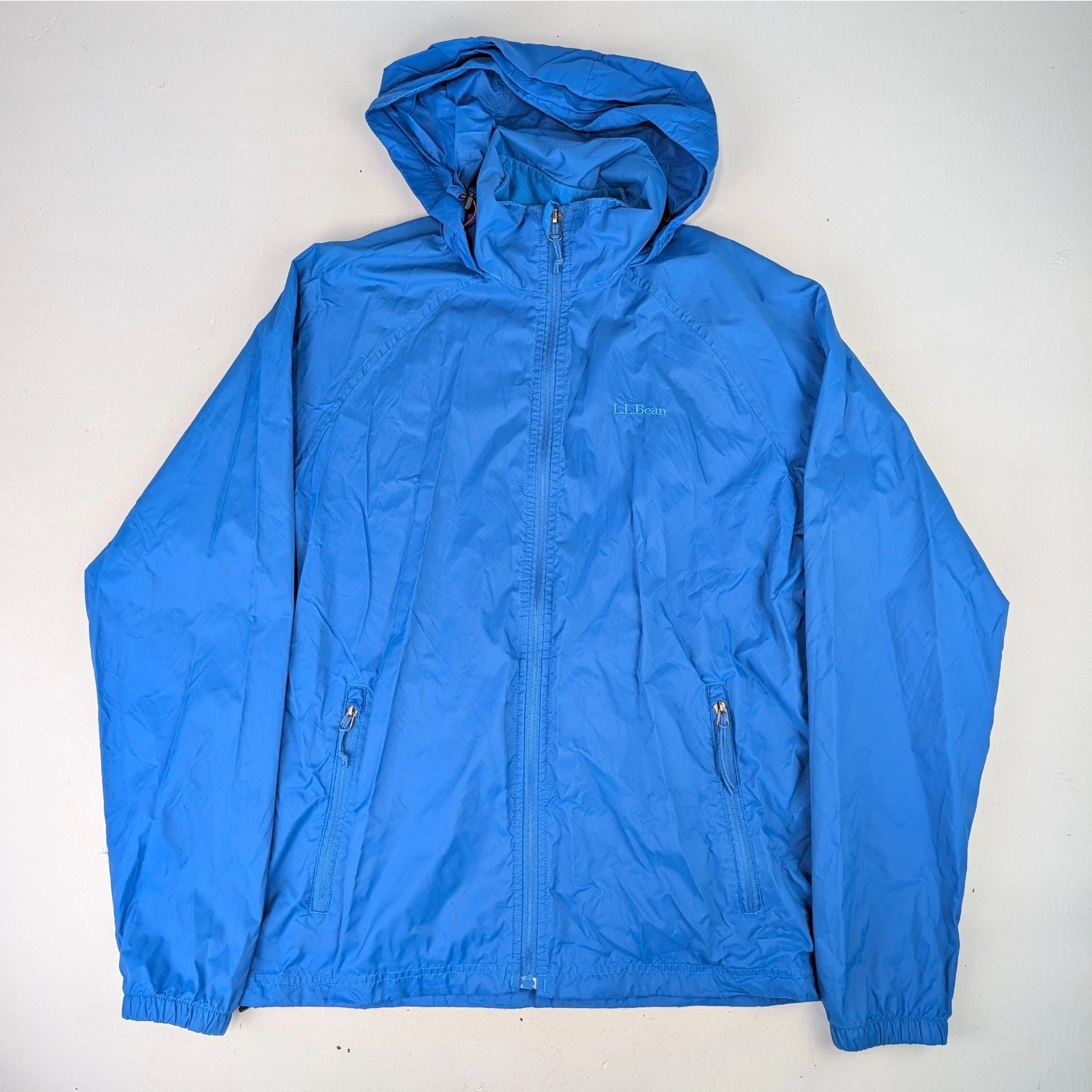 L.L. Bean Men's Small Bright Blue Nylon Windbreaker Shell Jacket