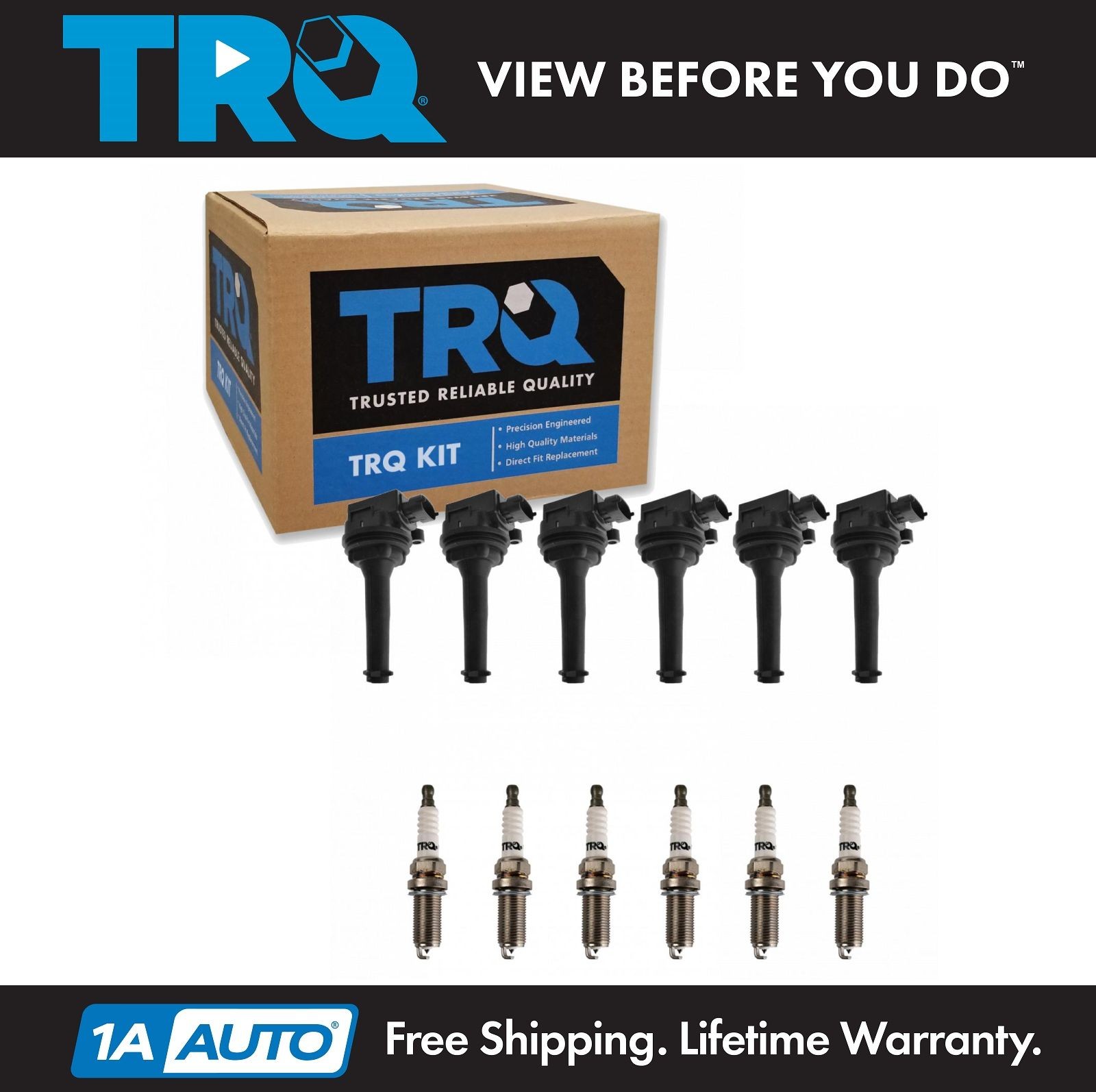 TRQ Ignition Coil  Iridium Spark Plug Kit Set for Volvo S80 XC90 New