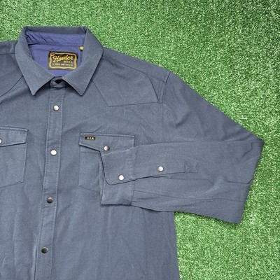 Howler Bros Men's Long Sleeve Button Shirt Flannel Heavy Size XL Blue