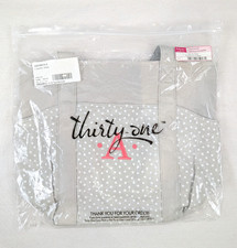 Thirty One Go To Tote 504A Taupe Dancing Dot Monogram A Double Strap