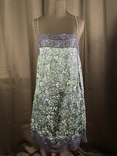 Aerie Floral Lace Trim Chemise Nightgown Slip Dress Blue Green Size M NWT