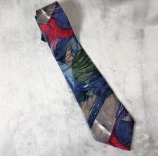 HALSTON 3 Vintage Mens Tie Abstract 100% Silk Painted Look 3.5"x60" USA Made