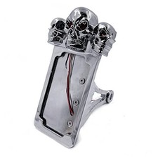 - Side Mount License Plate Frame w/SKULL LED Brake Tail Skull Flat LED Chrome - Side Mount License Plate Frame w/SKULL LED Brake Tail Skull Flat LED Chrome - Image 1