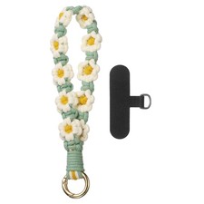 Boho Macrame Keychain Boho Wrist Keychain with T-shaped Pad, Green White