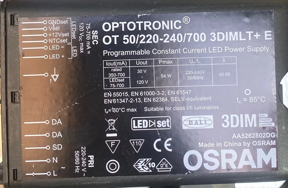 Led Driver Osram OT50/220 240/700 3DimLt con controllo DALI 20pz   - Immagine 2 di 2