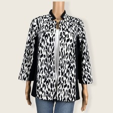 Chico's Collection Animal Print Open Front Blazer Jacket 2 LARGE 12 14 Career